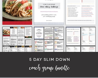 Coach Group Bundle : 5 Day Slim Down Challenge - Whole Foods Meal Plan - Clean Eating Meal Plan- Challenge Group - Done For You