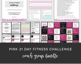 Coach Group Bundle : Pink 21 Day Fitness Challenge - Challenge Group - Workout Challenge - Challenge Group Guide - Coach - Done For You