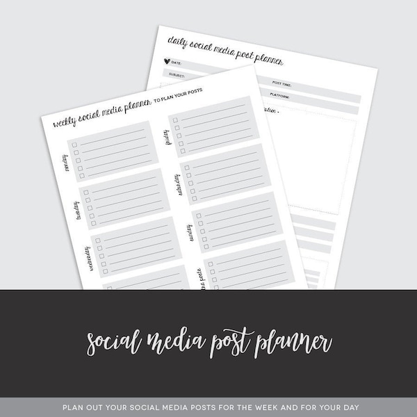 Social Media Post Planner - Social Media Post Sheet - Plan Out Your Social Media Posts - Daily SM Post Planner - Weekly Posts - BB Coach