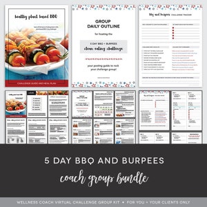 Coach Group Bundle : 5 Day BBQ & Burpees Challenge - Fitness Challenge - Healthy BBQ Meal Plan - Challenge Group - Done For You