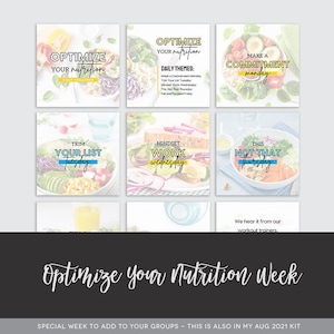 Optimize Your Nutrition Week - Challenge Group Push Week - Nutrition Spirit Week - Nutrition Basics Week - Bonus Week - Done for You Coach