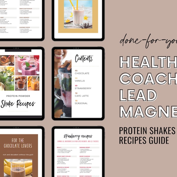 Shake Recipes Guide, Protein Shake Recipes, Protein Powder Shake Flavor Recipes Guide, Supplement Shake Recipes, Coach Content Lead Magnet