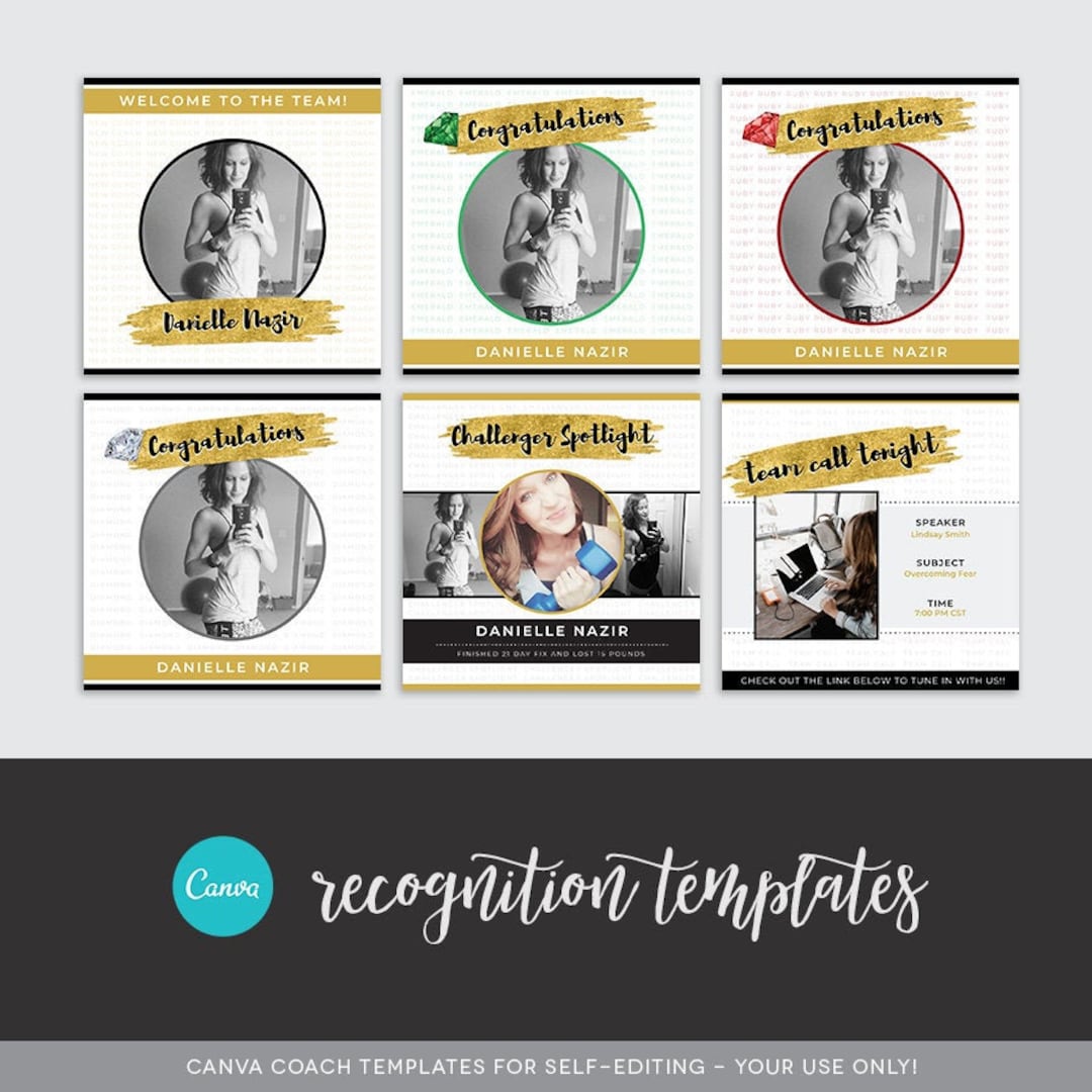 CANVA - Gold Brush Recognition - Canva Coach Recognition Templates ...