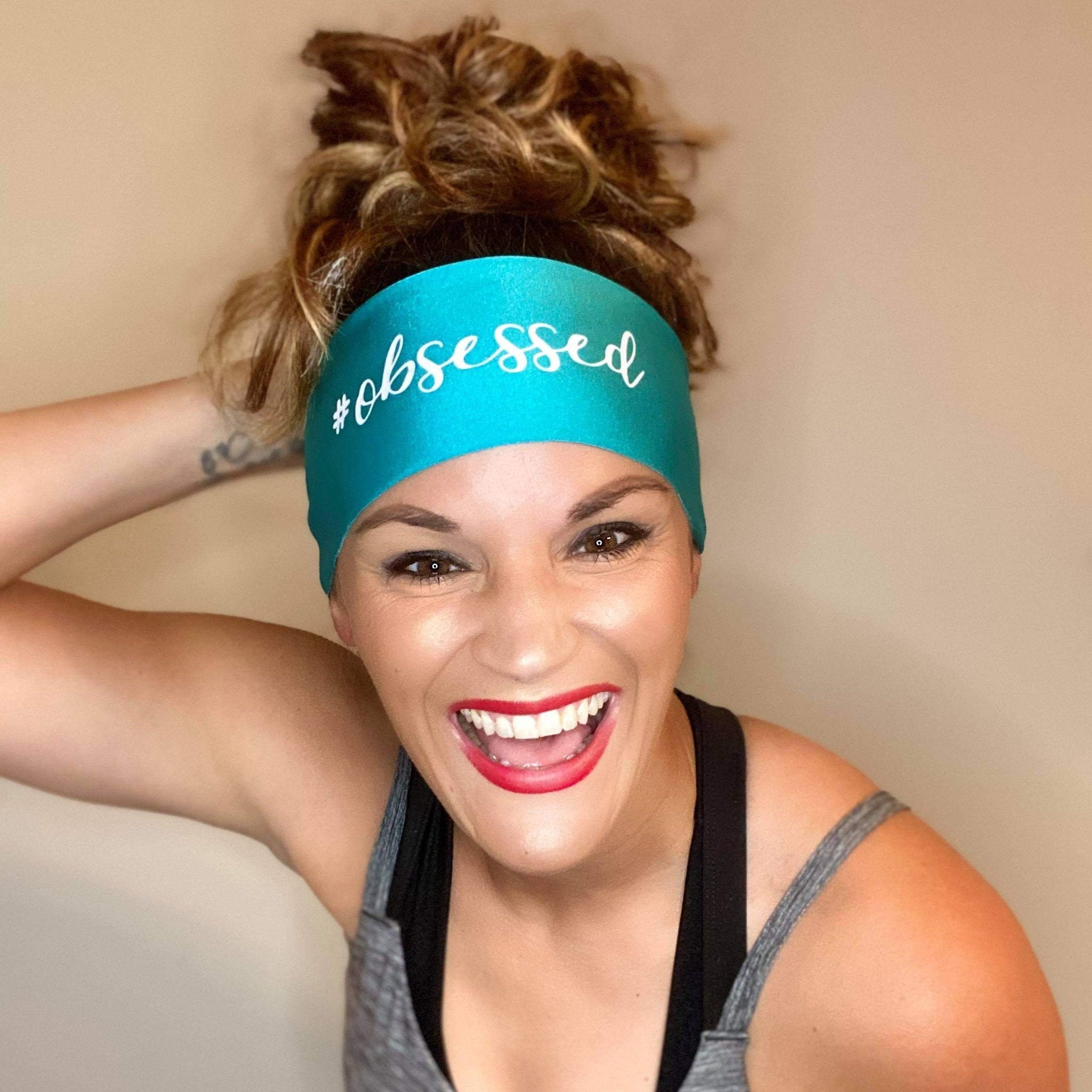 Obsessed Headband - Headband - Fitness Headband - Workout Headband - Wide Headband - Coach Headband - Slogan Headband