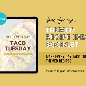 Plant-based Taco Recipes Guide, Taco Tuesday Recipes, Tasty Taco Recipes, Taco Plant-based Recipes, Vegan eBook, Canva Recipe Template