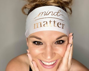 Mind Over Matter Headband - Mind Over Matter Sweatband - Mind Over Matter Fitness Headband - Workout Headband - Wide Headband - BB Coach