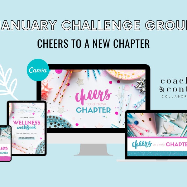 January 2024 Challenge Group, Cheers To A New Chapter, New Year Winter Social Media Content, Coach Membership, Done for You Ready Made