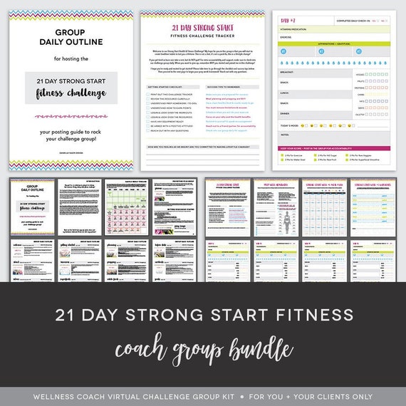 Coach Group Bundle : 21 Day Strong Start Fitness Challenge - Challenge Group Guide - Workout Challenge - New Year Fitness - Done For You