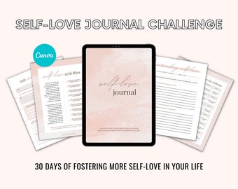 Cuaderno de ejercicios para el reto de amor propio de 30 días, guía imprimible con indicaciones diarias, diario para el autocuidado (Canva).