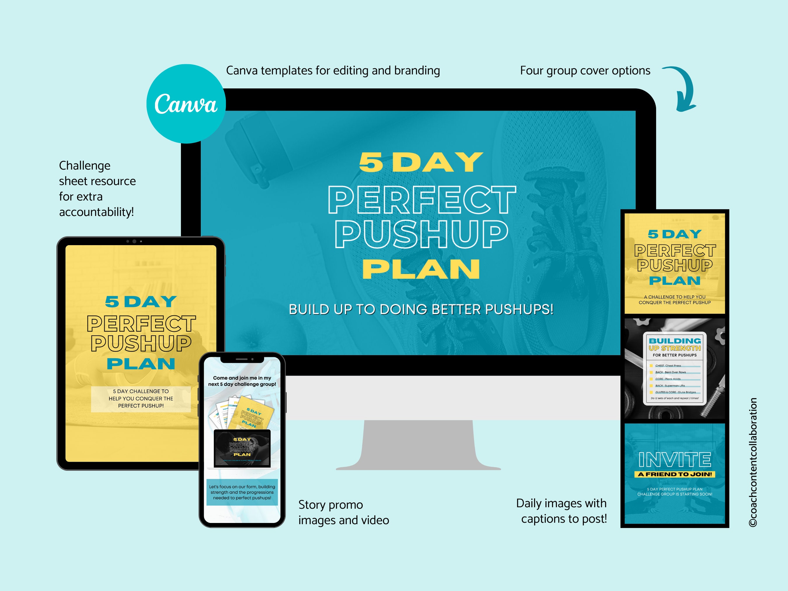 Buy 5 Day Perfect Pushup Plan Push up Challenge Done for You Perfect Pushup Challenge Strength Challenge Coach Content Social Media Online in India Etsy