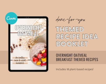 Overnight Oats Recipes, Back-to-School Oatmeal Recipes, Simple Breakfast Ideas, Vegan Overnight Oats Recipes eBook, Canva Recipe Template