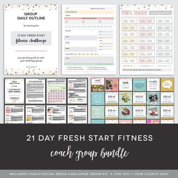Coach Group Bundle : 21 Day Fresh Start Fitness Challenge - Challenge Group Guide - New Year Fitness Challenge - Coach - Done For You