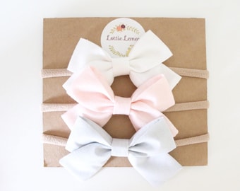Essential baby bow set | baby bow set | baby headbands | newborn headbands | cute baby bows | nylon headbands | summer baby bows