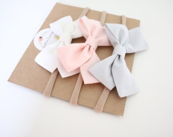 Essential baby bow set | baby bow set | baby headbands | newborn headbands | cute baby bows | nylon headbands | summer baby bows