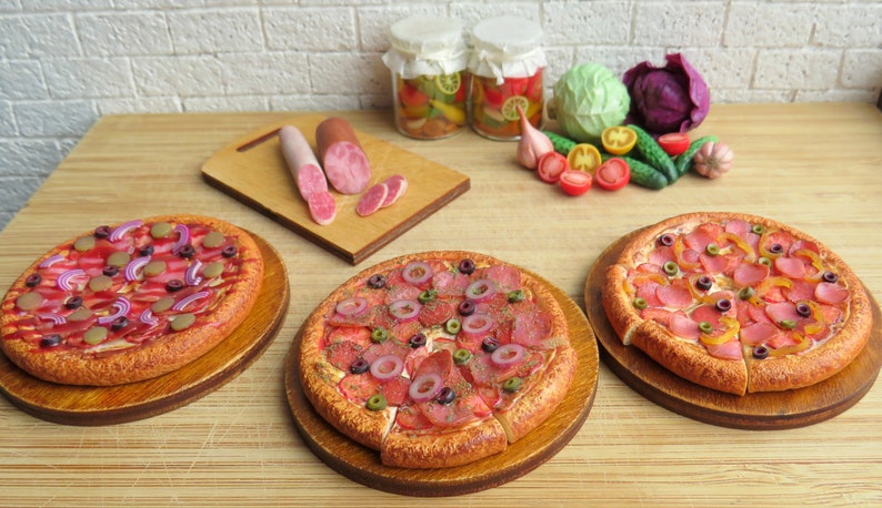 Barbie dollhouse miniature food Realistic pizza for Barbie Etsy