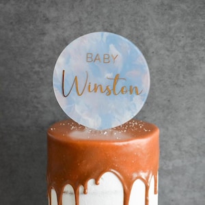 Marbled Acrylic Gender Reveal Cake Topper: Baby Shower Decor