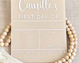 Personalized Acrylic First Day of School Sign: Hand-Painted Photo Prop