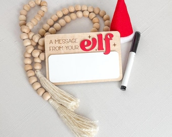 Christmas Elf On The Shelf Message Board | Wood & Acrylic Holiday Reusable Sign