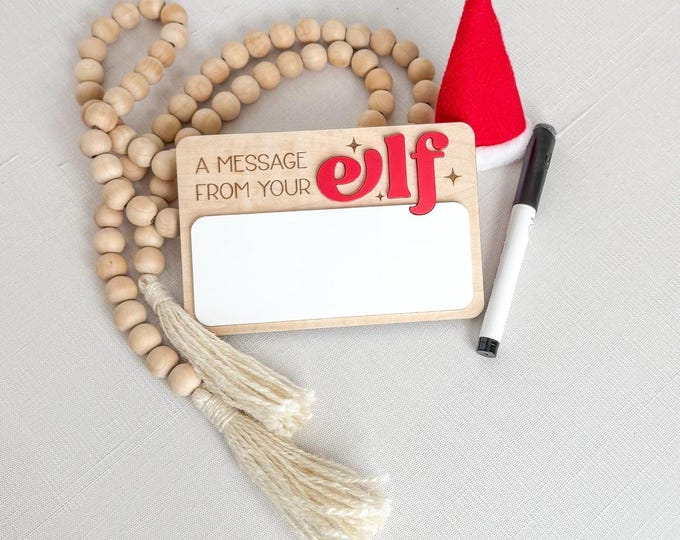 Featured listing image: Christmas Elf On The Shelf Message Board | Wood & Acrylic Holiday Reusable Sign