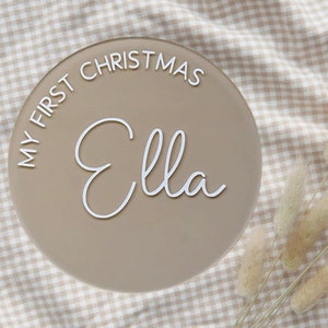 Baby's eerste kerst rond acrylbord, gepersonaliseerd kerstbord, geboortekaartje pasgeborene, fotorekwisiet babyvakantie, babymijlpalen