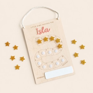 Tabla de recompensas personalizada para niños / Rastreador de objetivos de pequeños triunfos de madera