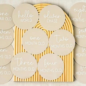 Marcadores de acrílico para hitos de bebés / Discos de hitos mensuales para bebés / Accesorios para fotografías de recién nacidos / Discos de hitos para bebés / Accesorios para fotografías de recién nacidos