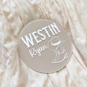 Western Themed Acrylic Name Sign | Custom Baby Name Sign | Birth Announcement Photo Prop | Cowboy Themed Birth Announcement | Gender Reveal