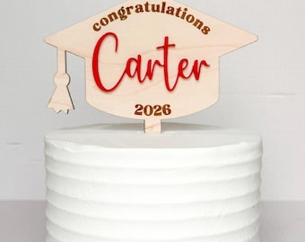 Personalized Wood and Acrylic Graduation Cake Topper