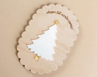 Christmas Countdown Sign | Wood with Acrylic Sleeps till Santa Dry Erase Board