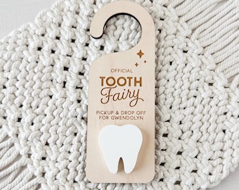 Tooth Fairy Pickup And Drop Off Door Hanger | Wooden Tooth Fairy Money Sign | Tooth Pick Up And Drop Off Holder | Custom Tooth Fairy Sign
