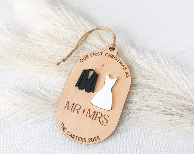 Featured listing image: Personalized Wedding Christmas Ornament | Weddind Dress And Tux Ornament