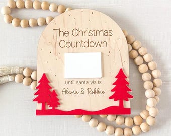 Personalized Christmas Countdown Sign | Engraved Wood & Acrylic Holiday Decor