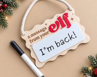 Meddelande från din älva-skylt | Jultomte med whiteboard | Jultradition för barn
