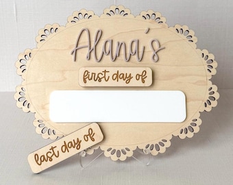 Lace Border First Day Of School Sign | Interchangeable Wood & Acrylic Back To School