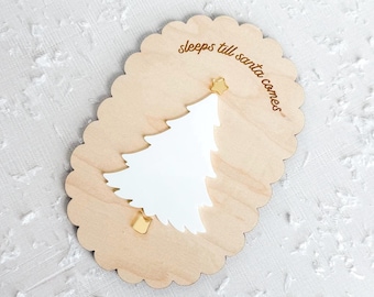 Laser Engraved Christmas Countdown Sign | Wood and Acrylic Sleeps Until Santa Countdown