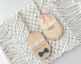Personalized Baby's First Christmas Ornament | Engraved Wood Christmas Decor