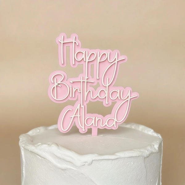 Personalized Acrylic Happy Birthday Cake Topper