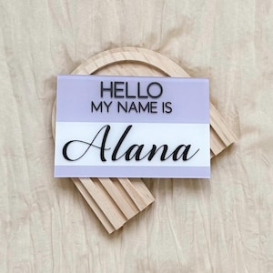 Anuncio de nacimiento "Hola, mi nombre es" / Anuncio de nombre de nacimiento / Anuncio de revelación de género / Letrero de acrílico "Hola, mi nombre es" / Decoración de guardería