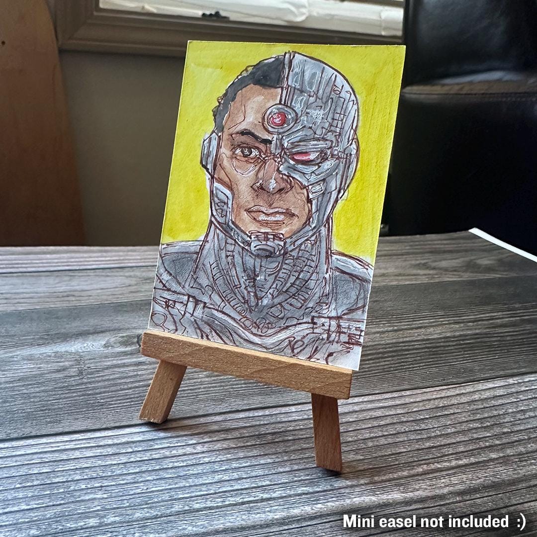 DC Cyborg Mini Watercolor Painting - Etsy