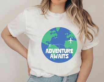 Adventure Awaits Shirt, Adventure Shirt, World Travel Shirts, Vacation Shirt, Travel Shirt, Nature Lover Shirt, Camping Gift, Vacay Shirt