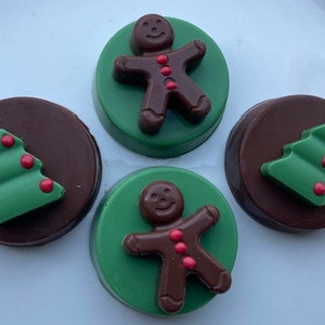 Gourmet Gingerbread and Christmas Tree Chocolate Covered Oreos Cookies Holiday Party Favor Stocking Stuffer Wedding Corporate Family Gift