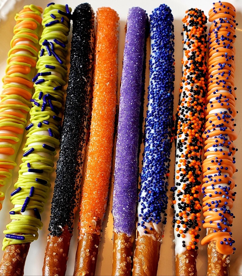 Halloween Trick or Treat Gourmet Chocolate Covered Pretzel Rods Halloween Decor Costume Party Favors, Gift Boxes, Kids Treat image 10