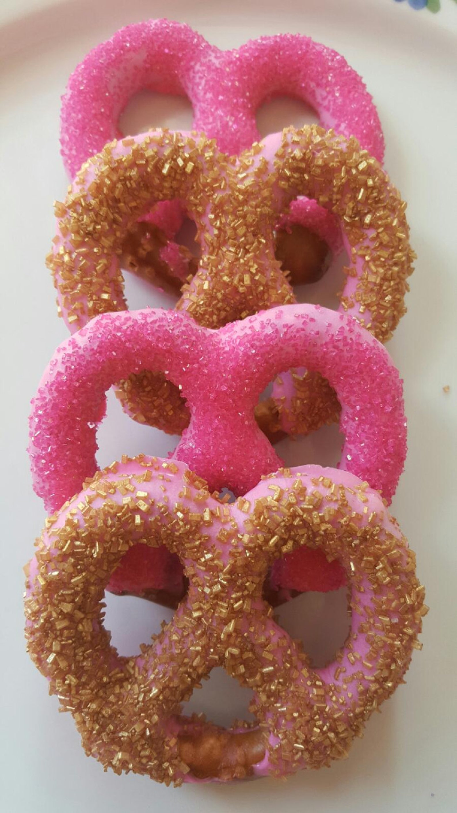 Pink and Gold Chocolate Covered Pretzels Pink and Gold Sugar Etsy