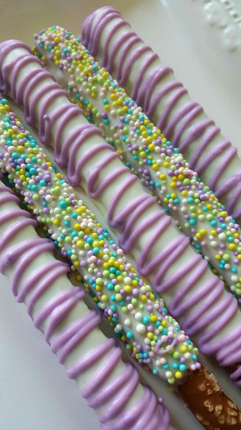 Gourmet White Chocolate Covered Dipped Pretzels Easter Treats Etsy