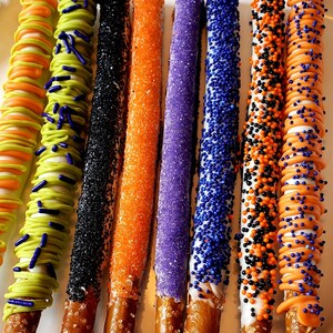 Halloween Trick or Treat Gourmet Chocolate Covered Pretzel Rods Halloween Decor Costume Party Favors, Gift Boxes, Kids Treat image 4