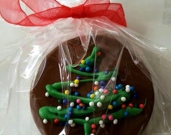 Gourmet Chocolate Covered Oreos Cookies, Holiday, Christmas Party Cookies, Christmas Tree, Ornament, Stocking Stuffer, Holiday Gift!