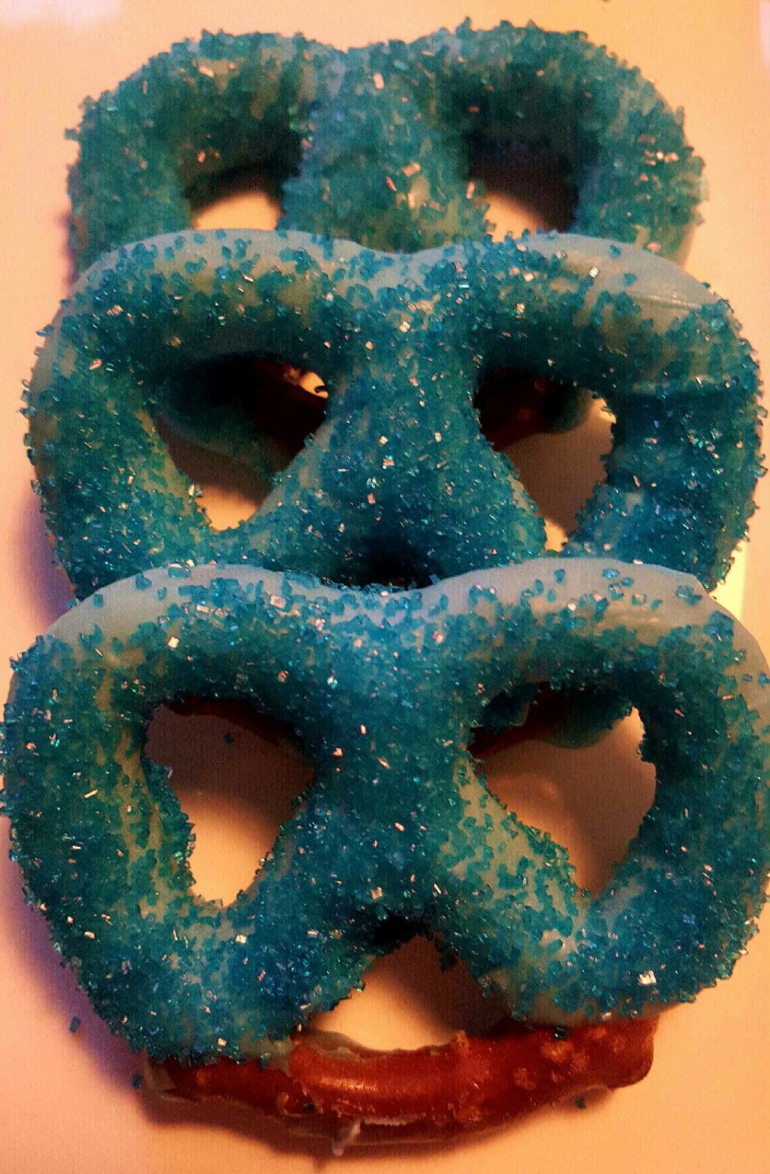 White blue Chocolate Covered Pretzels decorated in Teal Blue Etsy