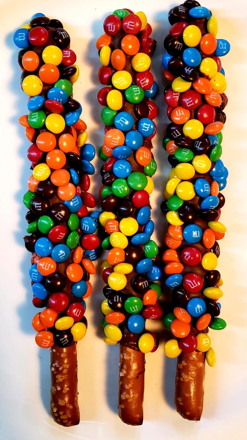 Gourmet Milk Chocolate Covered Pretzels With M and M Candies Etsy