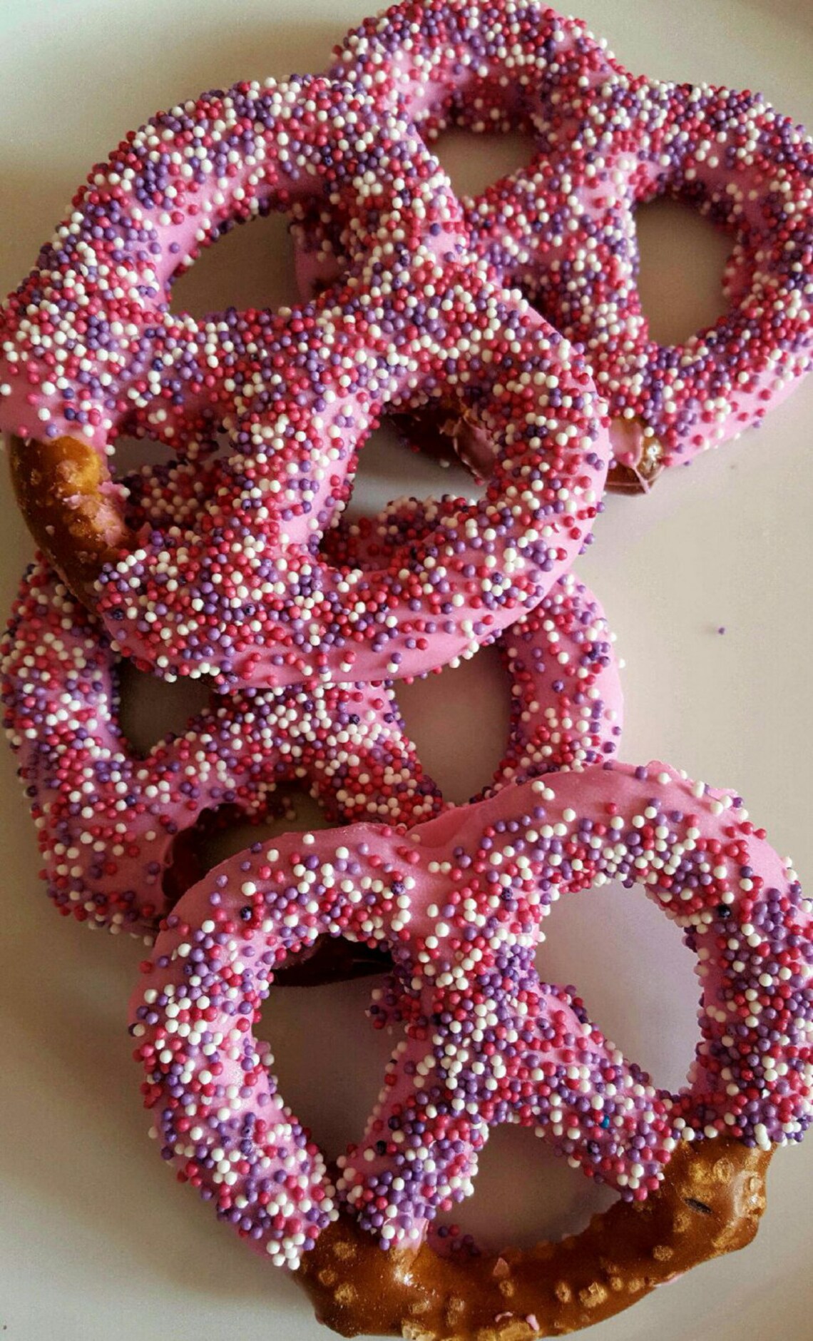 Gourmet Chocolate Covered Pretzels White Pink Chocolate Etsy
