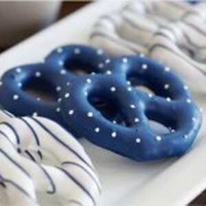 Chocolate Covered Pretzels White Chocolate Decorated in Royal Navy Blue Baby Shower Birthday Wedding Favor Custom Orders Fathers Day image 2